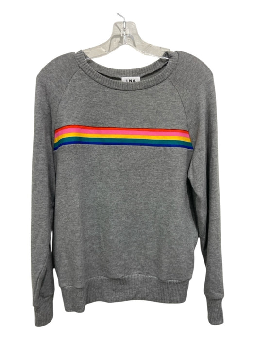 LNA Size XS Gray & Rainbow Tencel Long Sleeve Crew Neck Brush Sweater Top Gray & Rainbow / XS