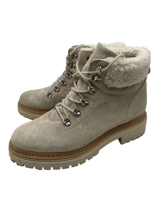 Fabianelli Shoe Size 39 Light Gray Suede Shearling Collar Laces Boots Light Gray / 39