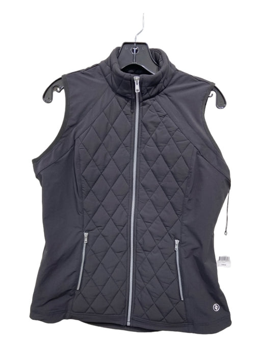 Jofit Size Small Black & Gray Nylon Blend Long Sleeve Quilted Zip Front Jacket Black & Gray / Small