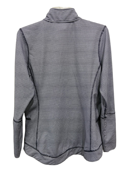 Jofit Size Medium Black & White Nylon Blend Long Sleeve Gingham Zip Front Jacket Black & White / Medium