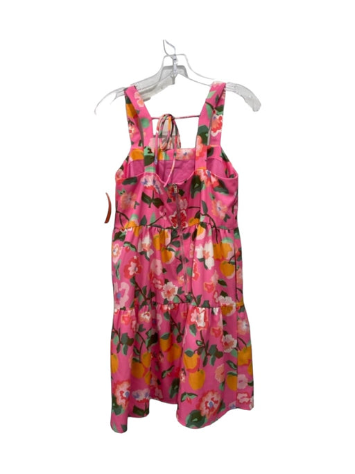 Crosby Size S Pink, Yellow, Green Polyester Floral Tiered Knee Length Dress Pink, Yellow, Green / S