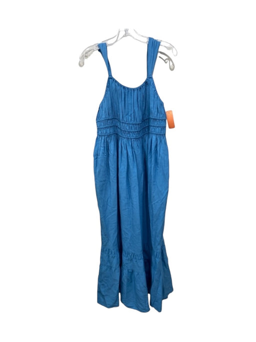 Crosby Size S Blue Polyester & Linen Elastic Waist Sleeveless Maxi Dress Blue / S