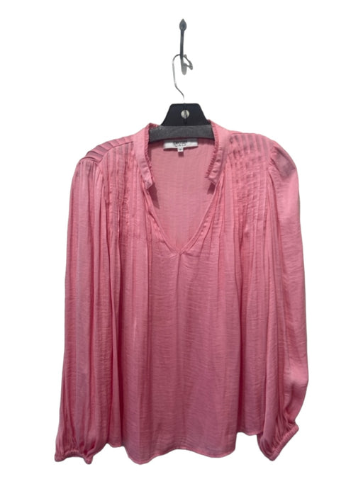 Crosby Size S Pink Pintuck V Neck Long Sleeve Top Pink / S