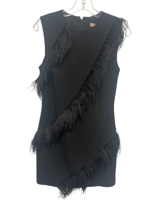 Hutch Size S Black Polyester Blend Ostrich Feathers Sleeveless Mini Dress Black / S