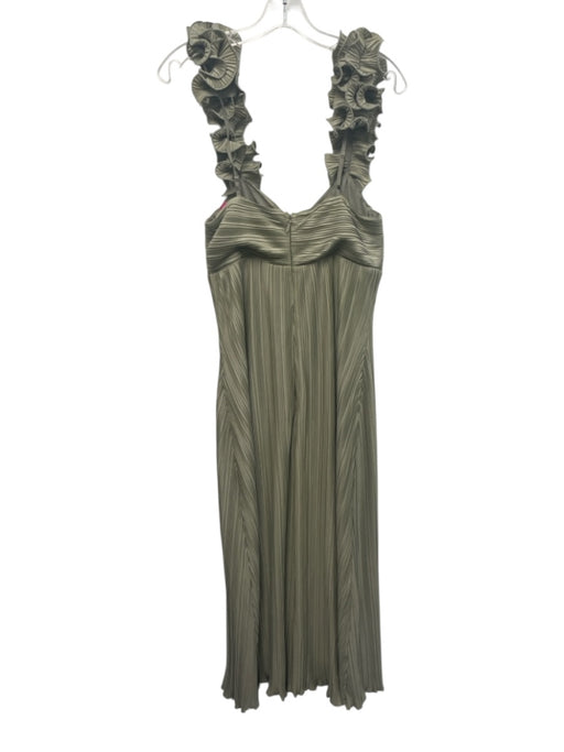 Arose Studio Size S Sage green Polyester Blend Ruffle Straps Micropleated Dress Sage green / S