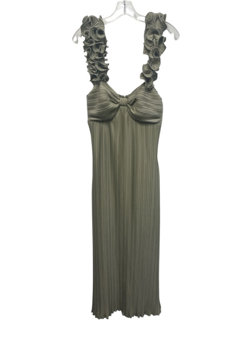 Arose Studio Size S Sage green Polyester Blend Ruffle Straps Micropleated Dress Sage green / S