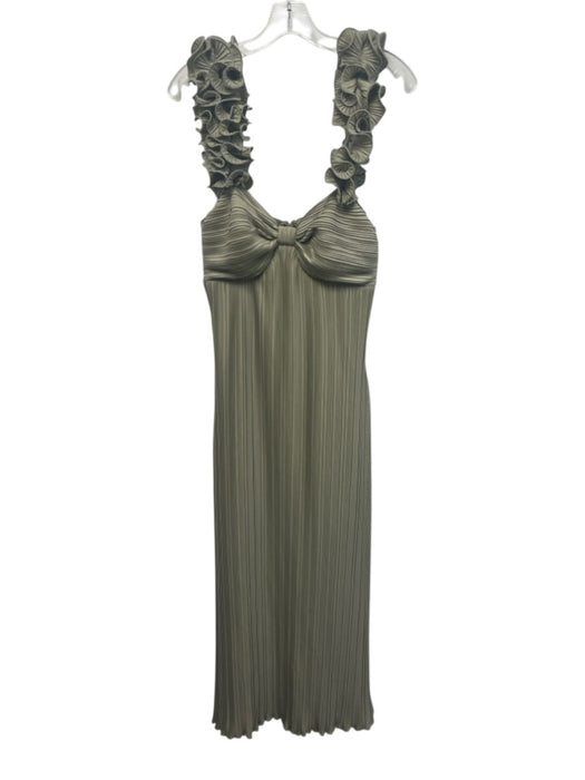 Arose Studio Size S Sage green Polyester Blend Ruffle Straps Micropleated Dress Sage green / S