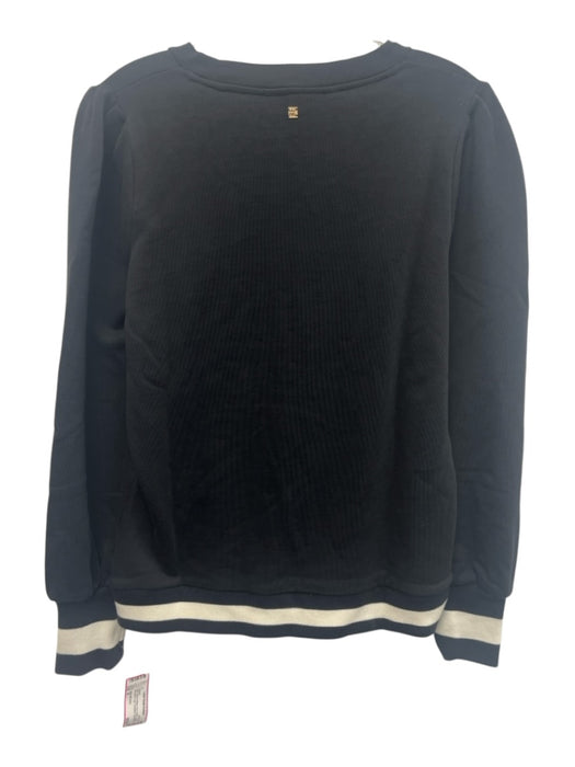 Emily McCarthy Size M Black & White Pima Cotton Long puff sleeve Logo Sweater Black & White / M