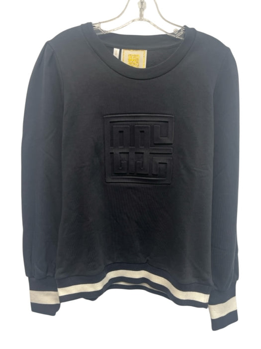 Emily McCarthy Size M Black & White Pima Cotton Long puff sleeve Logo Sweater Black & White / M