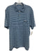 B Draddy Size L Blue Cotton Blend Striped Polo Men's Short Sleeve Blue / L