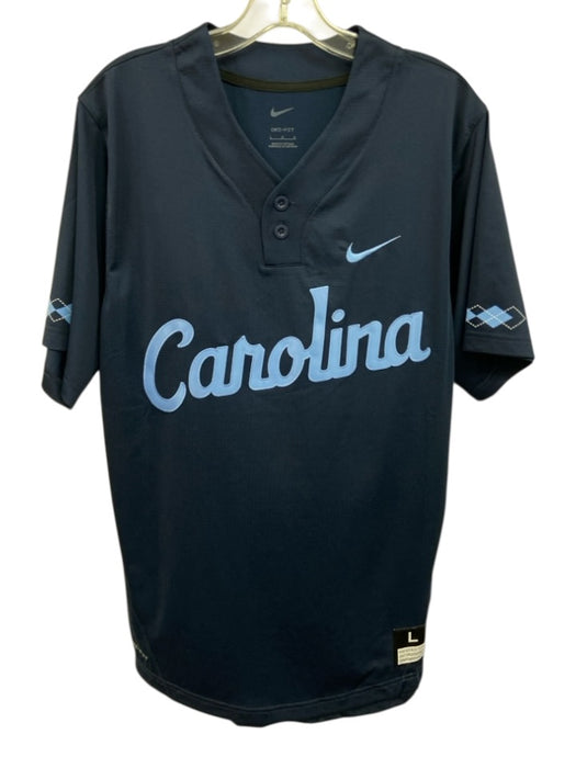 Nike Size L Blue Synthetic Mesh Athletic Baseball Men's Short Sleeve Blue / L
