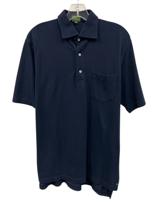 Sid Mashburn Size M Navy Blue Cotton Solid Polo Men's Short Sleeve Navy Blue / M