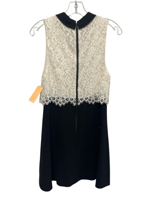 Alice + Olivia Size 4 Black & White Nylon Blend Sleeveless Lace Collar Dress Black & White / 4