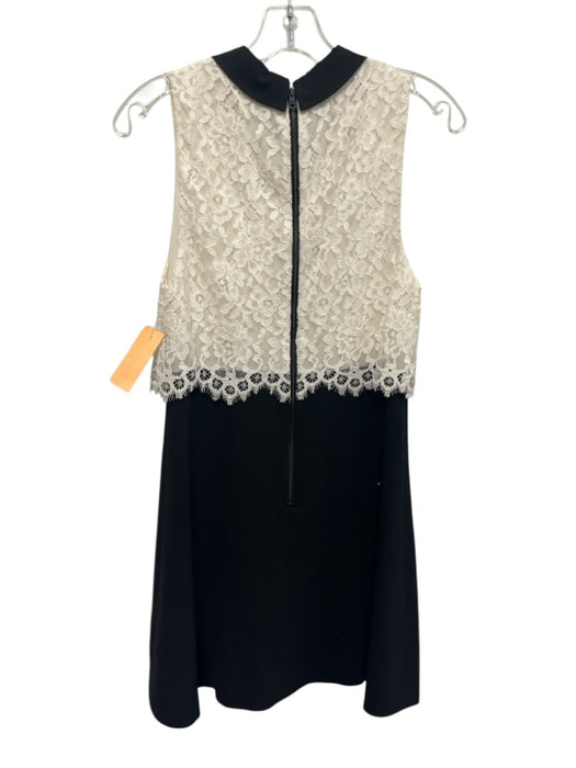 Alice + Olivia Size 4 Black & White Nylon Blend Sleeveless Lace Collar Dress Black & White / 4