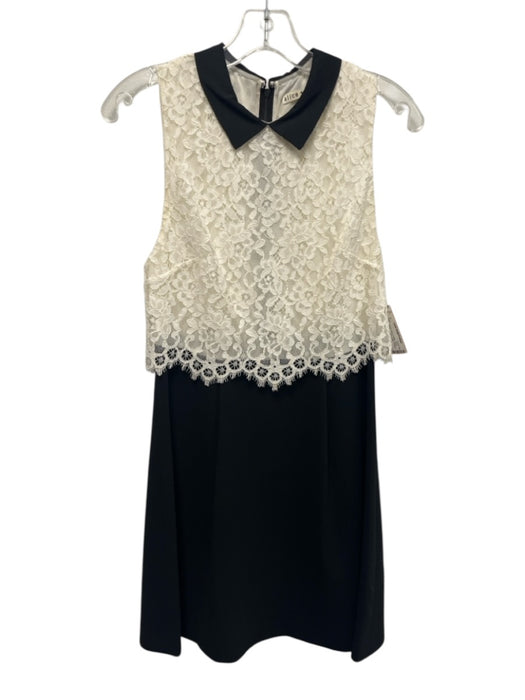 Alice + Olivia Size 4 Black & White Nylon Blend Sleeveless Lace Collar Dress Black & White / 4