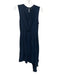 Milly Size 2 Navy Blue Viscose Blend Sleeveless Pleated Satin Asymmetric Dress Navy Blue / 2