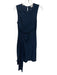 Milly Size 2 Navy Blue Viscose Blend Sleeveless Pleated Satin Asymmetric Dress Navy Blue / 2