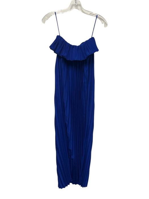 Loyd / Ford Size 0 Blue Rayon Strapless Ruffles Pleated Maxi Dress Blue / 0