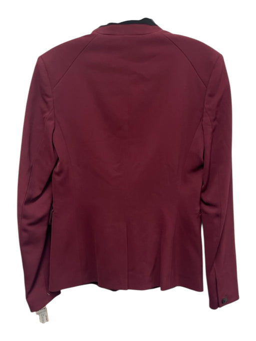 Rag & Bone Size 2 Burgundy & Black Viscose Blend One Button Flap Pocket Jacket Burgundy & Black / 2