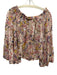 Free People Size Small Blue, Pink, Green Viscose Long Flare Sleeve Floral Top Blue, Pink, Green / Small