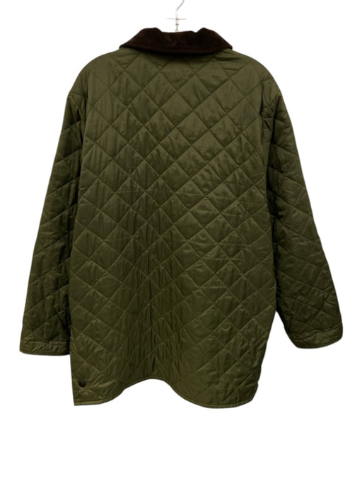 Barbour Size L Olive Green Synthetic Quilted Button Up Snap button Men's Jacket Olive Green / L