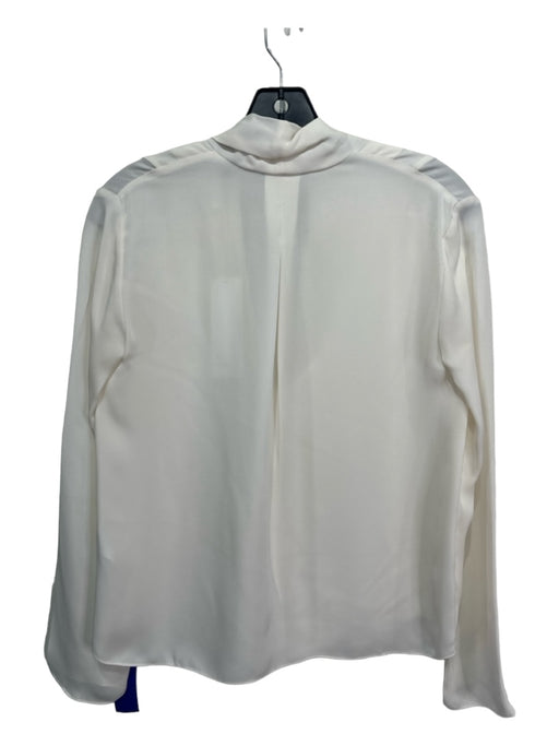 Vince Size 0 White Silk Long Sleeve V Neck Front Slit Top White / 0