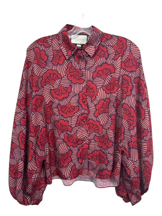 Alexis Size XS Red, Pink & Blue Polyester Button Down Floral Long Sleeve Top Red, Pink & Blue / XS
