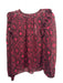 Ulla Johnson Size 0 Red & Maroon Silk Ruffle Detail Floral Sheer Top Red & Maroon / 0