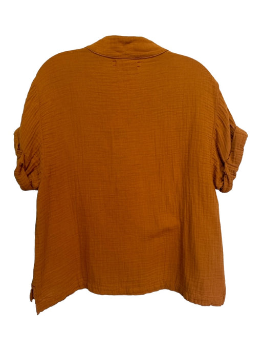 XiRENA Size XS Orange Brown Cotton Gauze V Neck Drop Shoulder Top Orange Brown / XS