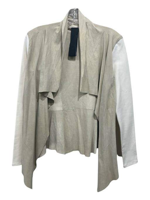 Karolina Zmarlak Size Small Taupe & White Suede & Cotton Fabric Block Jacket Taupe & White / Small