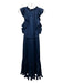 Misa Size XS Navy Blue Viscose Ruffle Neck Ruffle Cap Sleeve Drawstring Dress Navy Blue / XS