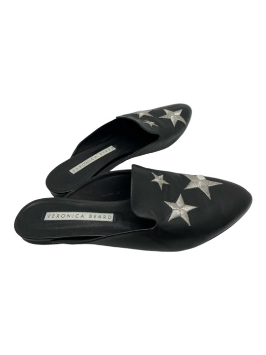 Veronica Beard Shoe Size 38 Black Leather Almond Toe stars Embroidered Shoes Black / 38