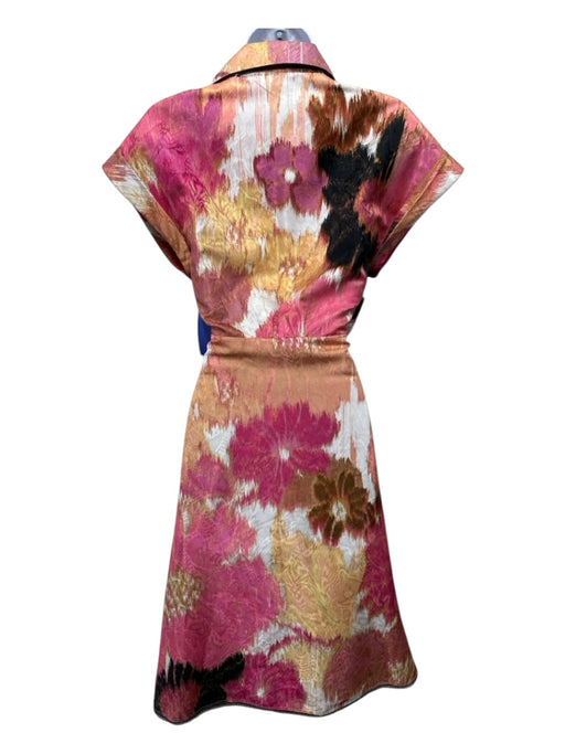 Silvia Tcherassi Size XS Orange, Pink & Black Short Cap Sleeve Color Block Dress Orange, Pink & Black / XS