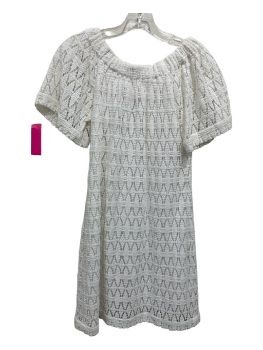 A.L.C. Size 0 White Cotton Elastic neck Crochet Overlay Knee Length Dress White / 0