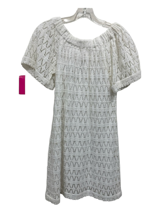 A.L.C. Size 0 White Cotton Elastic neck Crochet Overlay Knee Length Dress White / 0