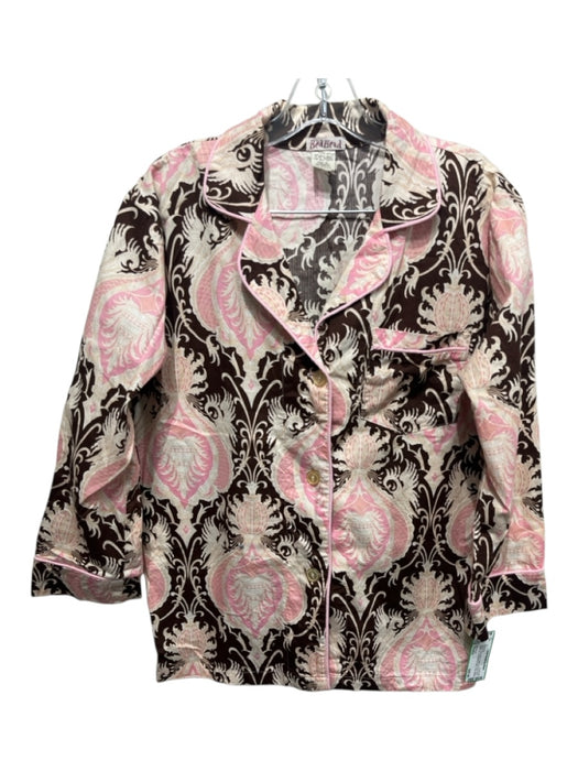 Bed Head Size Petite Brown, Pink, Multi Cotton All Over Print Button Up Pant Set Brown, Pink, Multi / Petite