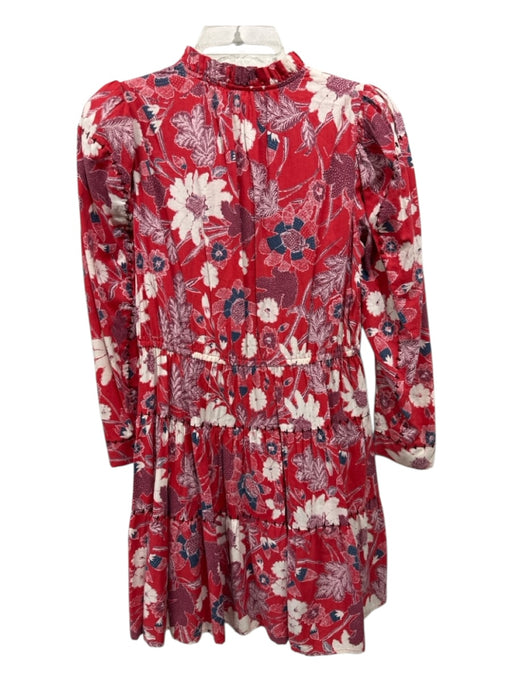 Ulla Johnson Size 0 Red, White, Blue Cotton & Rayon V Neck Floral Print Dress Red, White, Blue / 0