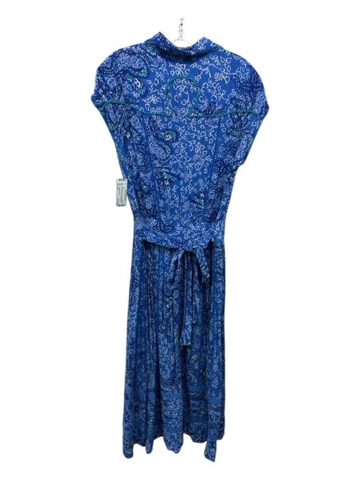 Poupette St. Barth Size XS Blue, Green, White Button Up Floral Print Dress Blue, Green, White / XS