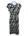 Etro Size 38 BLack, White, Blue Viscose Sleeveless Floral Print Side Zip Dress BLack, White, Blue / 38