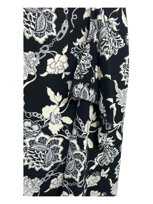 Etro Size 38 BLack, White, Blue Viscose Sleeveless Floral Print Side Zip Dress BLack, White, Blue / 38