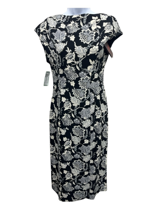 Etro Size 38 BLack, White, Blue Viscose Sleeveless Floral Print Side Zip Dress BLack, White, Blue / 38