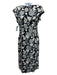 Etro Size 38 BLack, White, Blue Viscose Sleeveless Floral Print Side Zip Dress BLack, White, Blue / 38