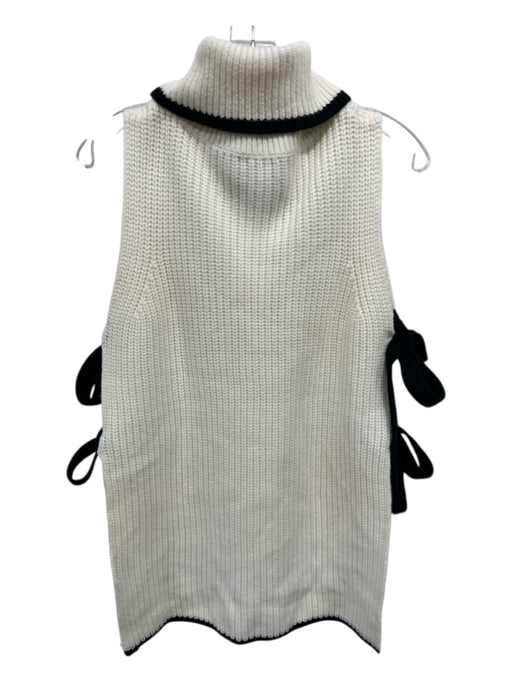 Intermix Ivory & Black Wool & Cashmere Knit Turtle Neck Shawl Ivory & Black / P