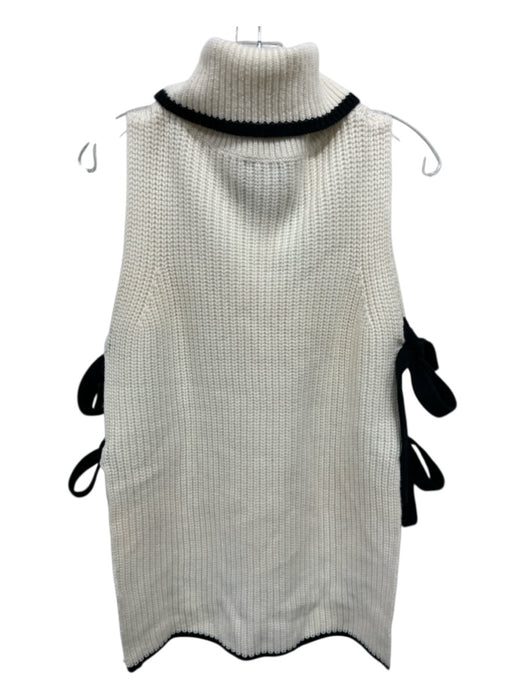 Intermix Ivory & Black Wool & Cashmere Knit Turtle Neck Shawl Ivory & Black / P