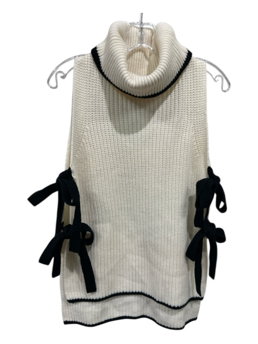 Intermix Ivory & Black Wool & Cashmere Knit Turtle Neck Shawl Ivory & Black / P