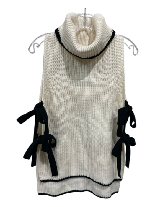 Intermix Ivory & Black Wool & Cashmere Knit Turtle Neck Shawl Ivory & Black / P