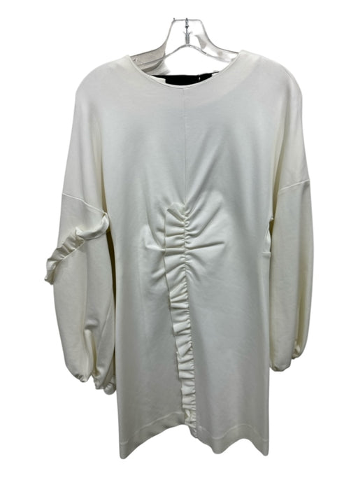 Tibi Size 0 White Rayon Blend Ruffle Detail Open Back Back Zip Long Sleeve Dress White / 0