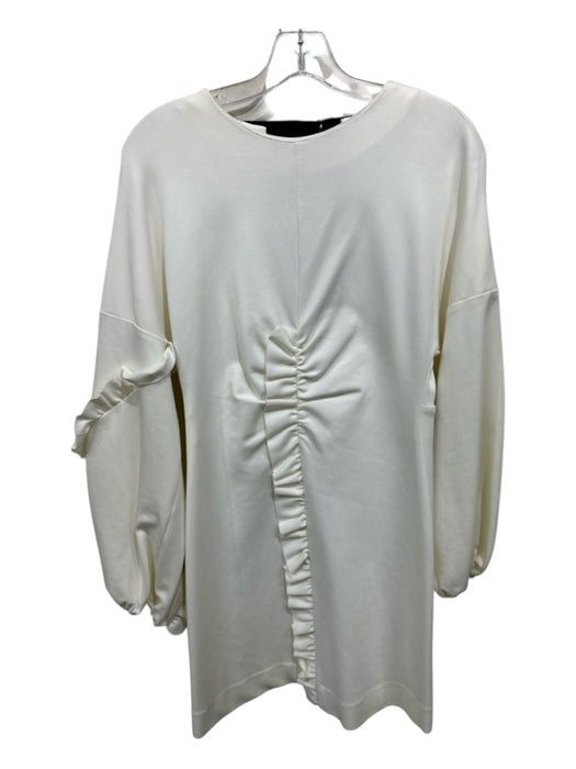 Tibi Size 0 White Rayon Blend Ruffle Detail Open Back Back Zip Long Sleeve Dress White / 0