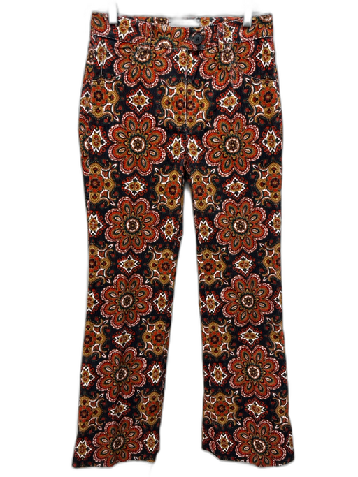 Cara Cara Size 0 Orange, Blue, Multi Cotton Corduroy Floral Print Zip Fly Pants Orange, Blue, Multi / 0