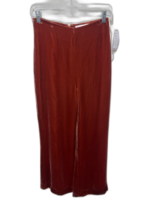 Cara Cara Size 0 Orange Rayon Velvet Back Zip Wide Leg Pants Orange / 0